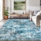 Garvee Modern Abstract Area Rugs Washable Non Slip Carpet for Living Room Bedroom Nursery Dining Room Home Office, Large Soft Pearl Velvet, Multi-Color - Blue