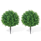 Garvee Artificial Eucalyptus Topiary Ball Trees 24" UV Resistant Faux Boxwood Shrubs for Indoor Outdoor Garden Patio Porch Planters Green - Green