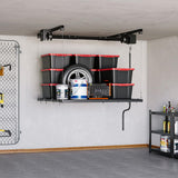 Garvee Overhead Garage Storage Rack Heavy Duty Adjustable 4x4 ft Ceiling Mounted Rack Satin Black - Black