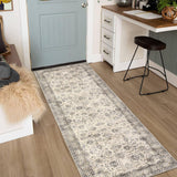 Garvee Washable Rugs 2x6 Runner Rug Boho Floral Accent Neutral Beige for Entryway Nursery Bedroom Living Room Farmhouse - Beige
