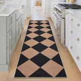 Garvee Modern Indoor Soft Non-Shedding Floor Mat Washable Non Slip Runner Rug for Bedroom 2x6ft Black Brown Foldable Carpet Farmhouse Decor