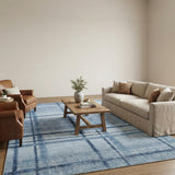 Garvee Large Checkered Area Rug 8x10 Blue Washable Plaid Rug Non Slip Low Pile Ultra Thin Carpet for Living Room Bedroom Dining Room Home Office - Plaid|Blue