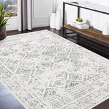 Garvee Boho Beige Grey 6x9 Area Moroccan Rugs Washable Living Room Rug Distressed Soft Bedroom Rug Moroccan Trellis Throw Rugs Non Slip Floor Carpet for Nursery Dining Room Stain Resistant