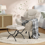 Garvee Lazy Chair with Folding Ottoman, Modern Large Accent Lounge Armchair, Bedroom, Living Room, Dorm, Office, Soft Comfortable PP Cotton, Polyester Fabric, Grey - Beige