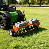 Garvee 40-Inch Tow Behind Lawn Plug Aerator with Universal Hitch for Gardens Lawns and Farms, Orange, Steel Tines, Inflatable Wheels - Orange