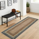 Garvee Bordered Sand/Bronze 2x8 Washable Runner Rugs Non Slip Braided Hallway Runner Rug Stain Resistant Kitchen Runner Mat Farmhouse Printed Rustic Accent Area Rug for Living Room Bathroom Entryway