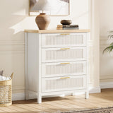 Garvee Fluted 4 Drawers Dresser for Bedroom, Large Clothes Storage Cabinet, 35.4" Tall, White - White