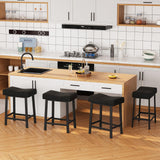 Garvee Modern Backless Bar Stools PU Leather Curved Padded Seat Metal Legs Footrest for Kitchens & Bars Black - Negro + Negro