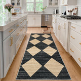 Garvee Kitchen Runner Rug Black Washable Distressed Checkered Non Slip 2x6 Black and Brown - Checkered|Black & Brown
