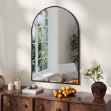 Garvee Bathroom Mirror Arched Wall-Mounted Rust-Resistant Aluminum Frame Tempered Glass Modern Vanity Entry - Noir