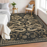 Garvee Snake Washable Rugs 5x7 Area Rug for Living Room Low Pile Non Slip Stain Resistant Thin Carpet Dark Grey - Snake/Dark Gray