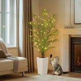 Garvee 5 ft Fake Palm Tree Faux Areca Palm Plants with Lighting Indoor Outdoor Décor Tall Trapezoidal Prism White Pot
