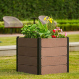 Garvee 25" x 25" x 23" Wood Look Raised Garden Bed Without Bottom, Durable Composite Planter Box for Vegetables & Herbs, Outdoor Patio, Deep Root Growth, Brown