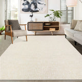 Garvee Living Room Area Rug Cream White 9x12 Machine Washable Rug Non-Slip Stain Resistant Modern Abstract Bedroom Rug Contemporary Throw Floor Carpet for Dining Room Solid Area Rug for Home Office
