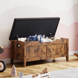 Garvee 39.4" Fluted Storage Chest Ottoman Bench With Gentle-Closing Safety Hinges, Strong Support, Brown, Living Room, Bedroom, Entryway - Brown