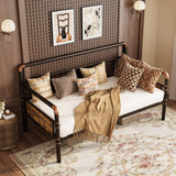 Garvee Metal Daybed Frame Twin Size Heavy Duty Metal Bed Frame Brown for Living Room Bedroom Guest Room