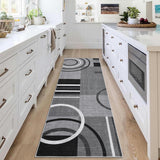 Garvee Modern Grey 2x6 Geometric Washable Rug, Non Slip Low Pile Stain Resistant Carpet for Living Room & Bedroom