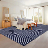 Garvee Washable Rug 9x12 Area Rugs for Living Room, Abstract Rug for Bedroom, Soft Rainbow Non Slip Throw Rugs With Rubber Back, Low Pile Stain Resistant Boho Geometric Carpet for Dining Room, Blue