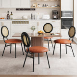 Garvee Dining Chairs Set of 4, Thicken Upholstered, Modern Design, Metal Legs, Natural Rattan, Ergonomic Backrests, Living Room-Brown