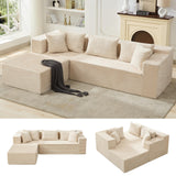 Garvee 106" Modular Sectional Sofa Cloud Sectional Couches Living Room, Deep Seat 16.3-Inch, Beige Corduroy