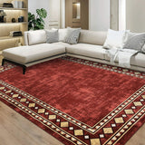 Garvee Bordered Red 5x7 Area Rug Machine Washable Rug Modern Bordered Carpet Rug Stain Resistant Non-Slip Accent Rug Minimalist Border Table Rug Farmhouse Floor Cover for Dining Office Bedroom - Red