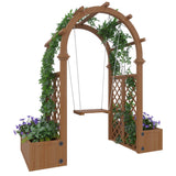 Garvee Wood Garden Arbor with Planter Boxes, Swing & Pergola - Outdoor Arch Trellis for Climbing Plants, Backyard Wedding Party Decor, Natural Wood Color - Natural Wood