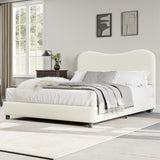 Garvee Full Bed Frame for Kids with Velvet Upholstered Headboard, Low Profile Platform Bed, Beige, Full Size, Noise Free, Easy Assembly - Beige