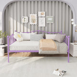Garvee Twin Size Daybed Frame Metal Platform Sofa Bed with Stylish Headboard for Living Room Bedroom Guest Room 78.1"L x 41.6"W x 33.7"H Purple