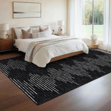 Garvee 5x7 Washable Rugs Black and White for Living Room Bedroom Office, Non Slip Stain-Resistant Modern Striped Diamond Pattern