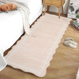 Garvee 2' x 6' Washable Scalloped Runner Rug, Modern Minimalist Beige Non-Slip Low-Pile Hallway Rug for Entryway, Kitchen & Bedroom