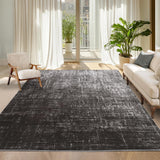Garvee Washable 9x12 Area Rugs Modern Abstract Non Slip Low Pile Indoor Carpet Black Grey for Living Room Bedroom Dining Room Office Apartment - Black Grey
