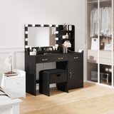 Garvee Vanity Desk Makeup Table - Elegant Makeup Station for Bedroom or Dressing Room, Compact Size, White - Black