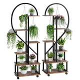Garvee 2 Pack 6 Tier Tall Plant Stand Metal Indoor with Detachable Wheels, Half Heart Shape, Drawers, for Home, Patio, Garden