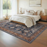 Garvee 8x10Ft Washable Area Rugs, Large Traditional Floral Rugs for Living Room, Low Pile Neutral Soft Rug for Bedroom, Dining Room, Home, Office