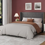 Garvee Queen Size Bed Frame with Wingback Headboard, Velvet Upholstered Platform Bedframe, Grey, 8'' Under-Bed Storage Space - Grey