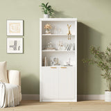 Garvee Tall Book Shelf And Bookcase Wooden Bookcase With Doors For Home Office Living Room 71" White - White