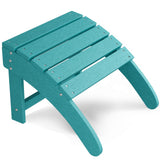Garvee Adirondack Ottoman HDPE Footrest Outdoor Weather-Resistant 18x18.7x14.1 Inch Black - Blue