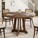 Garvee Round Dining Table for 4-6, Walnut Wooden Kitchen & Dining Room Furniture, 47-Inch, Space Saving, Farmhouse Style - Phoebe Nanmu