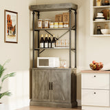 Garvee Tall Bookshelf With Doors 73.62 Industrial Storage Open Rack Shelf With Cabinet Wood and Metal Bookcase Farmhouse Bookshelves Large Vintage Display Rack Home Office