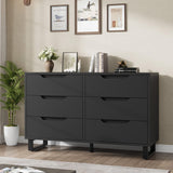Garvee 6 Drawer Dresser Black, Freestanding Vertical Storage Cabinet for Bedroom, Living Room, Hallway, 47.2in Wide, Wooden Chest - Black