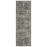 Garvee 2x6ft Washable Runner Rug, Brown Green Persian Floral Design, 100% Polyester 980 GSM Low-Pile Carpet with Non-Slip TPR Backing, Foldable Vintage Oriental Accent for Entryway, Hallway, Kitchen, Bedroom and Home Office - Brown Green