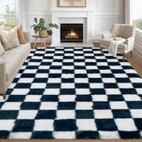 Garvee 9x12 Area Rugs Large Fluffy Soft Plush Checkered Rug for Living Room Bedroom