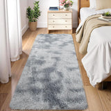 Garvee 2' x 6' Ultra Soft Shag Runner Rug, Fuzzy Non-Slip Washable Rug for Bedroom, Hallway, Nursery & Kids Room, Tie-Dye Light Gray