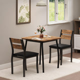 Garvee 3 Piece Dining Table Set with Upholstered Chairs and Metal Frame for Small Kitchens and Apartments, 29x29x29.92, Retro Color