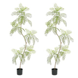 Garvee 2Pcs 6.6FT Artificial Jacaranda Tree, Tall Fake Plants Indoor, Large Decorative PU Faux Tree for Home Decor, Living Room, Office, Balcony, Green - 2.0M