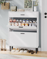 Garvee Freestanding Shoe Cabinet With 2 Flip Drawers, Adjustable Shelves, Dustproof Storage, White, Slim Design For Entryway, 80x25x109cm - Weiß