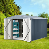 Garvee Outdoor Metal Storage Shed 8x12 ft Lockable Large Garden Tool Shed Sturdy Frame Grey