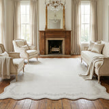 Garvee Scalloped Area Rugs 8x10 Large Neutral Washable Rug Soft Non Slip Backing for Living Room Bedroom Dining Room