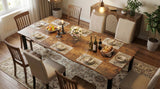 Garvee Dining Table for 6-8 People, 78.7" Long Wooden Kitchen Table with Wave Irregular Edge, Waterproof Scratch-Resistant, Retro Brown