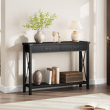 Garvee Wooden Entryway Table Farmhouse Console Table With 2 Drawers Sofa Table Storage Living Room Grey 43x30x12in